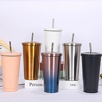 500 ML 700 ML vacuum thermal mug , with 304 s/s inner 201 s/s outer paint coating, stainless steel straw